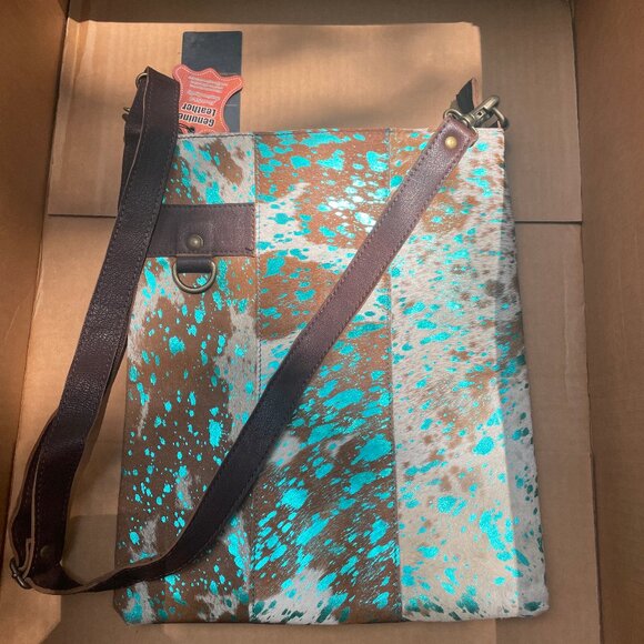 American Darling Cowhide Metallic Turquoise Bag - Picture 1 of 3